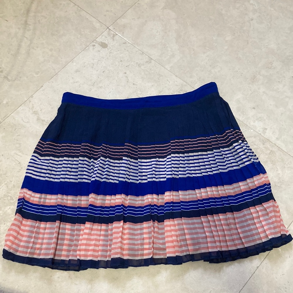 American Eagle Outfitters, blue, pink, white pleated mini skirt, lined